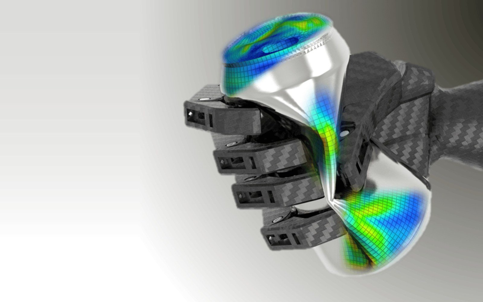 Stress results on a composite robotic hand