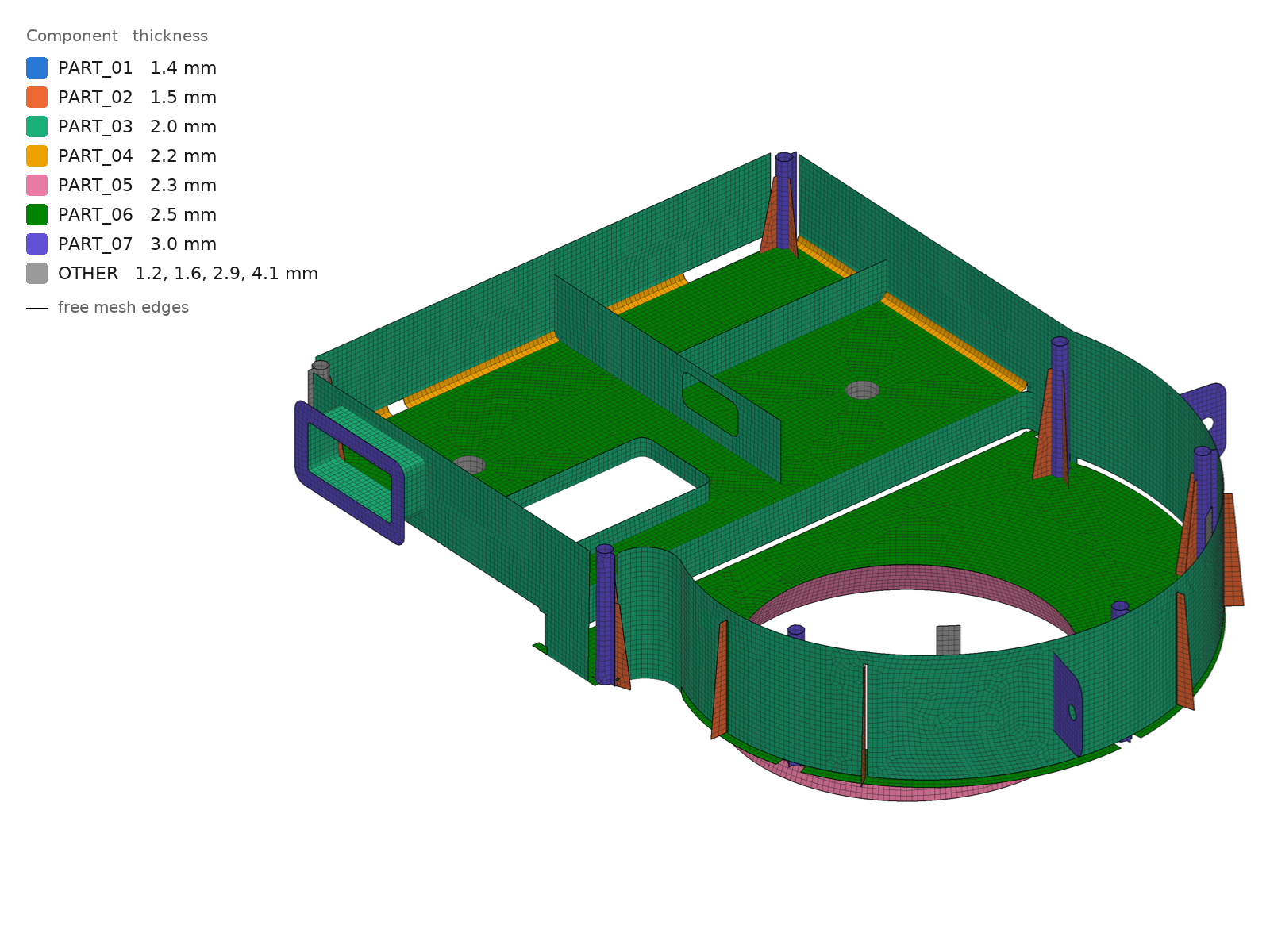 Blower scroll, midsurface and mesh