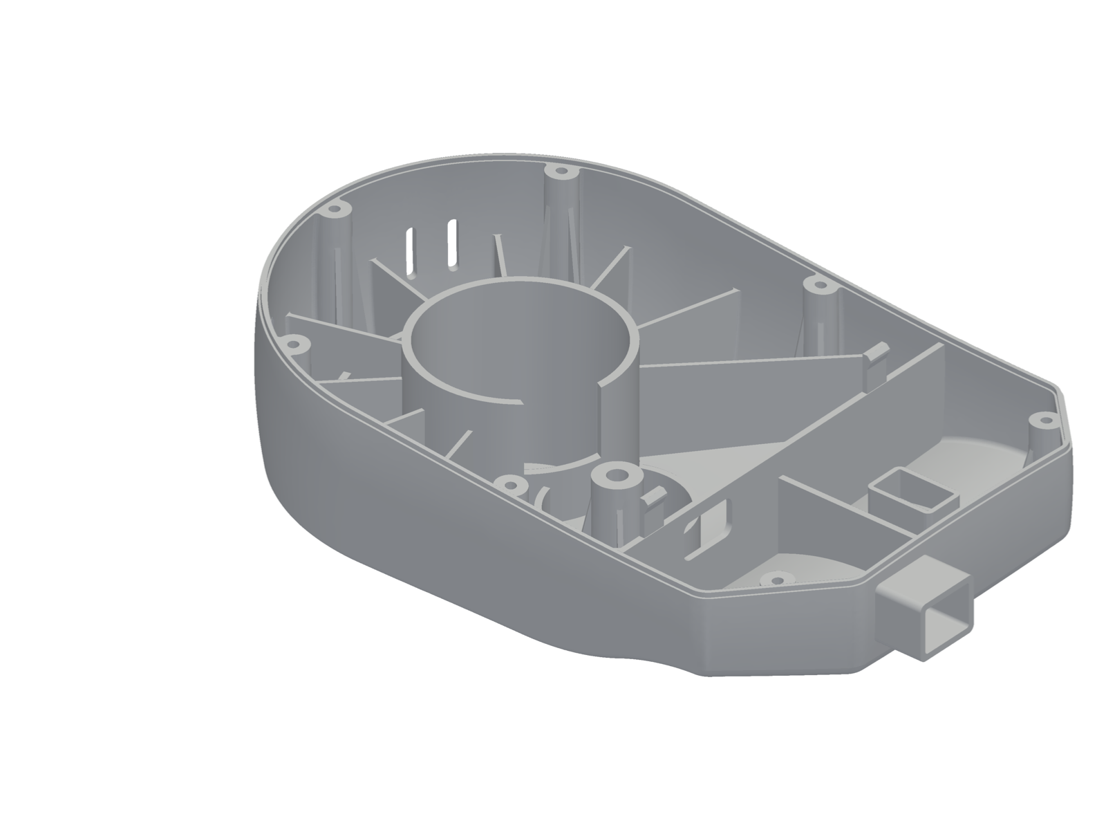 Free-form gear housing with root fillets, CAD solid